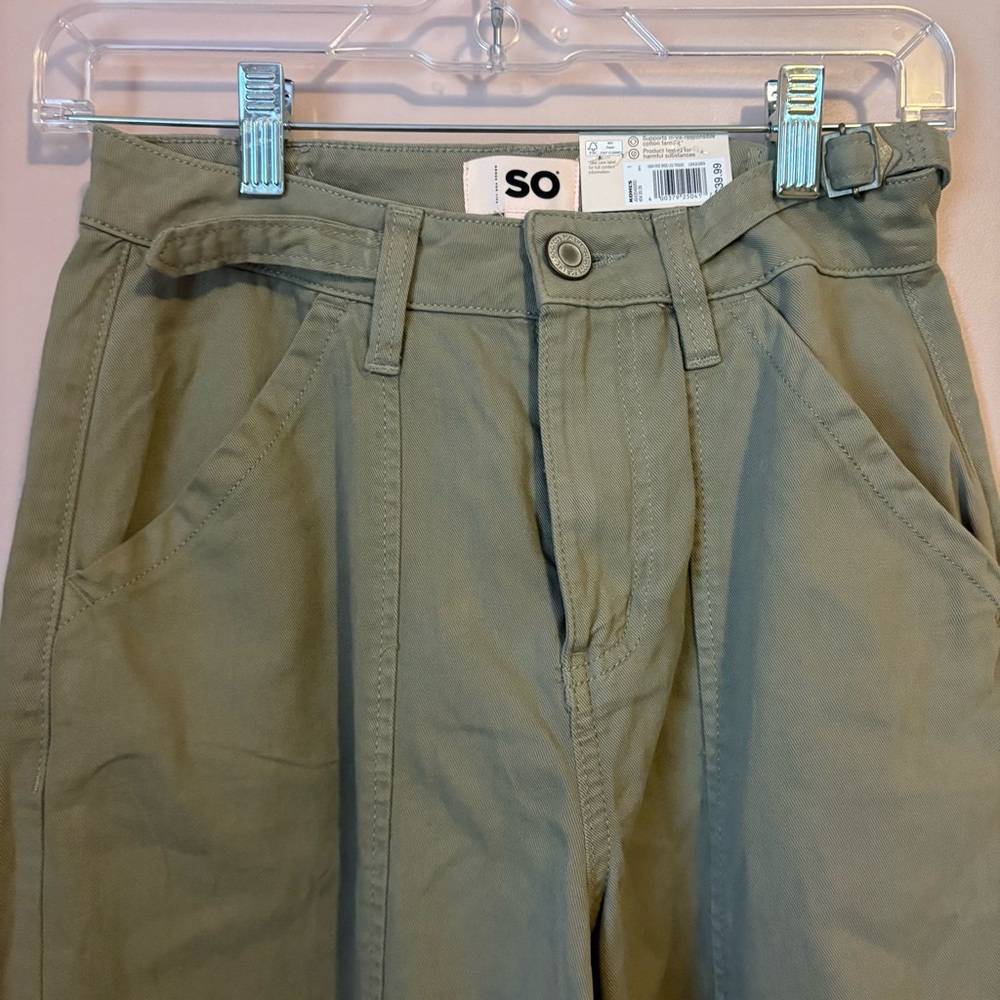 ❤️SO NWT Olive High Rise Wide Leg Pants High-Waisted - Picture 3 of 7